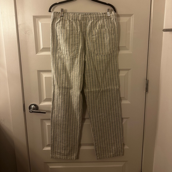 Zara Blue and Cream Striped Linen Pants - Picture 2 of 3